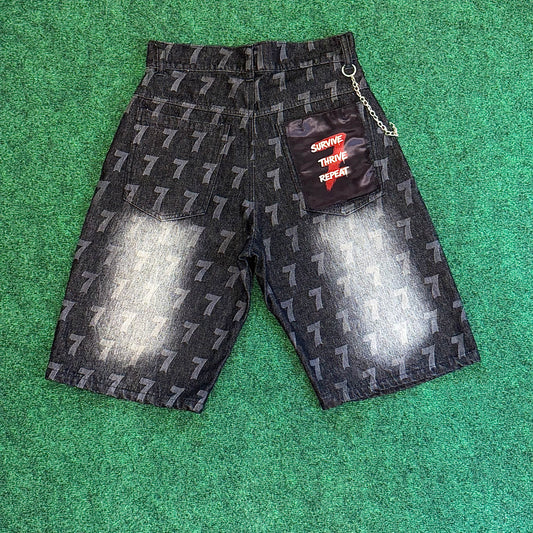 La'Douleur7 "Survive, Thrive, Repeat" Denim Jorts