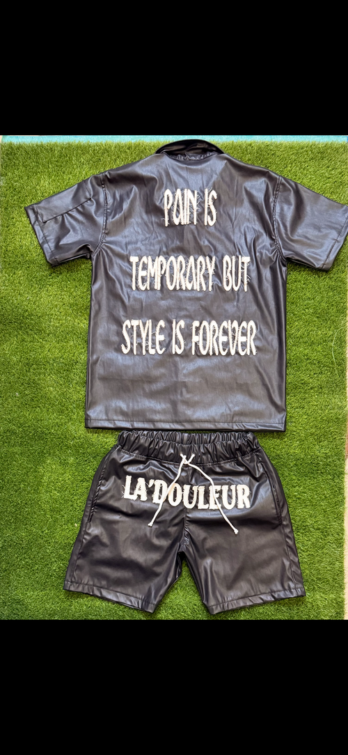 2 PIECE FAUX LEATHER SET (BLACK)
