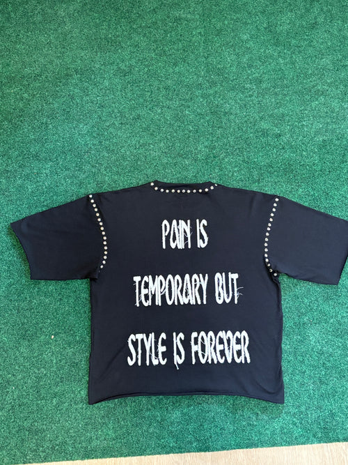 MIDNIGHT (BLACK) STYLE IS FOREVER) STUDDED CROP TEE