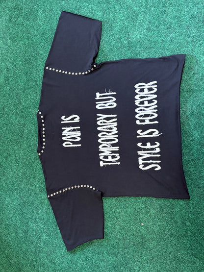 MIDNIGHT (BLACK) STYLE IS FOREVER) STUDDED CROP TEE