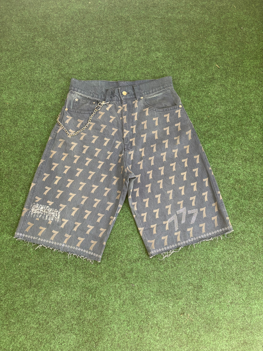 Signature La'Douleur7 " Crystal Chaos" Denim Jorts