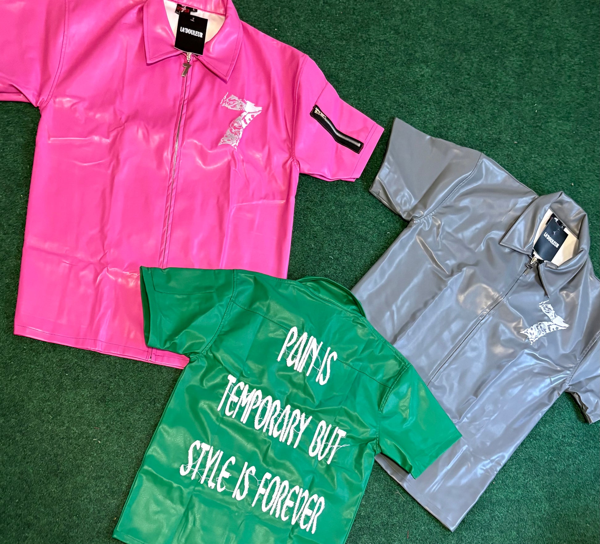 2 PIECE FAUX LEATHER SET (BLACK)