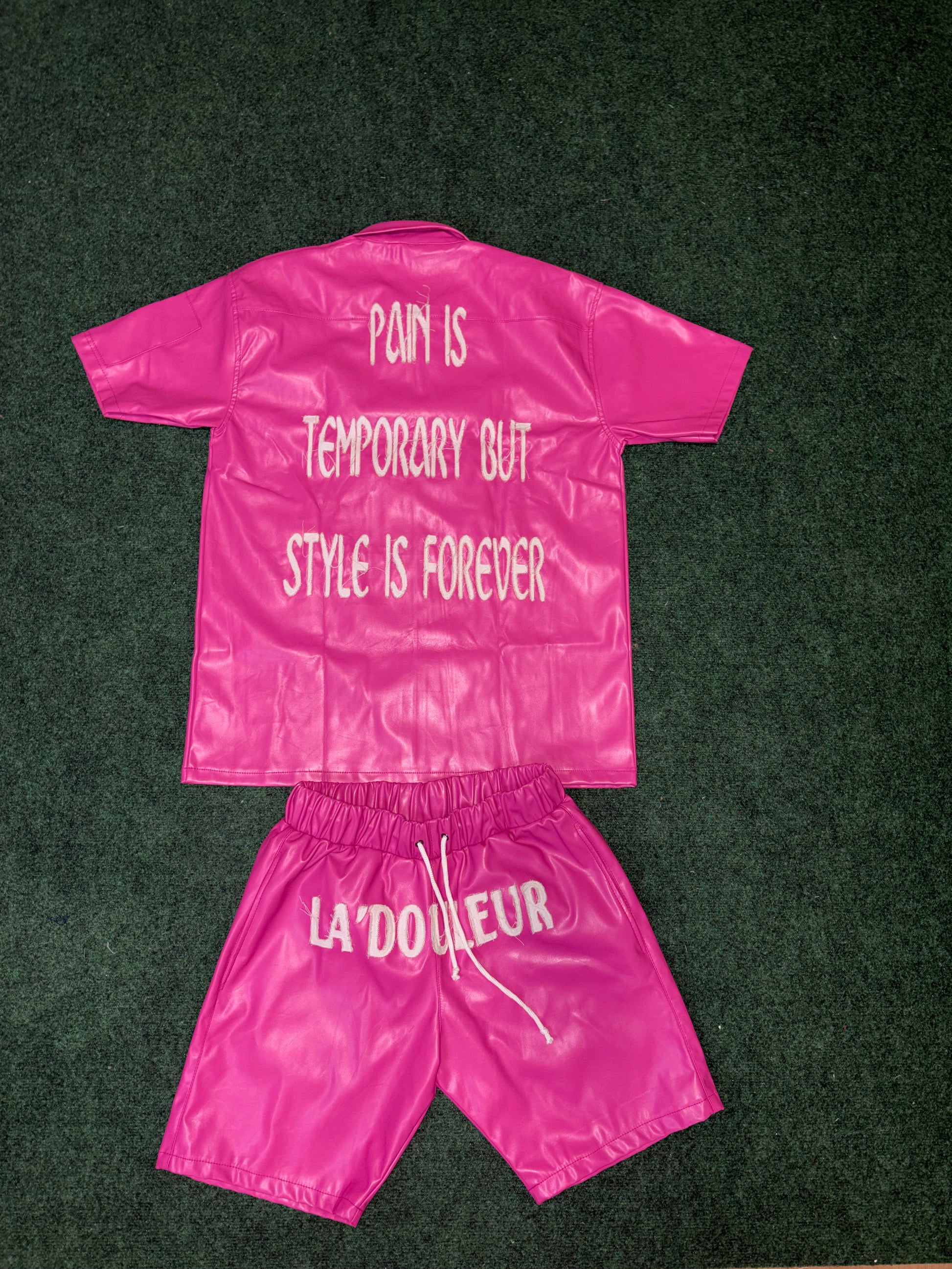 2 PIECE FAUX LEATHER SET (BLACK)