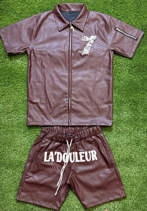 2 PIECE FAUX LEATHER SET (MOCHA BROWN)
