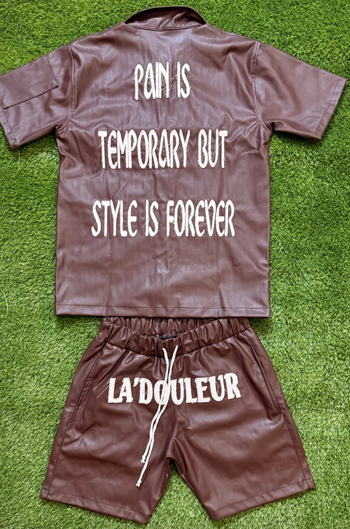 2 PIECE FAUX LEATHER SET (BLACK)