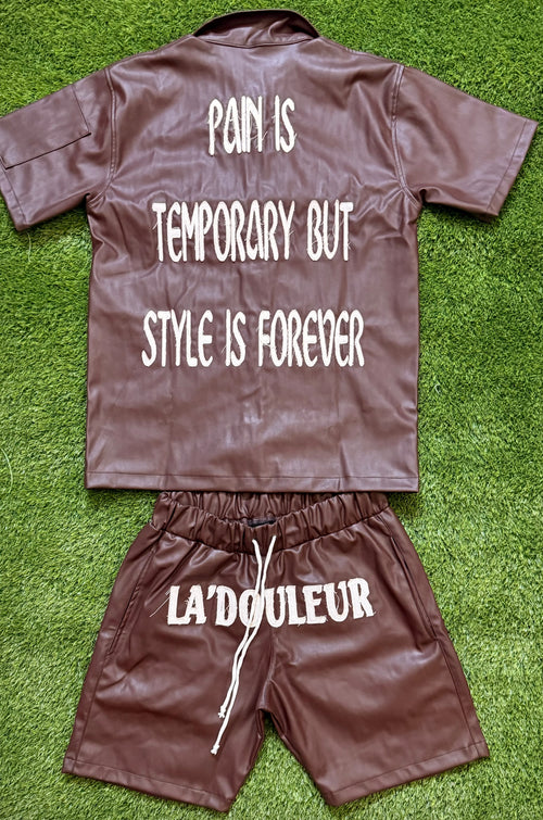 2 PIECE FAUX LEATHER SET (MOCHA BROWN)