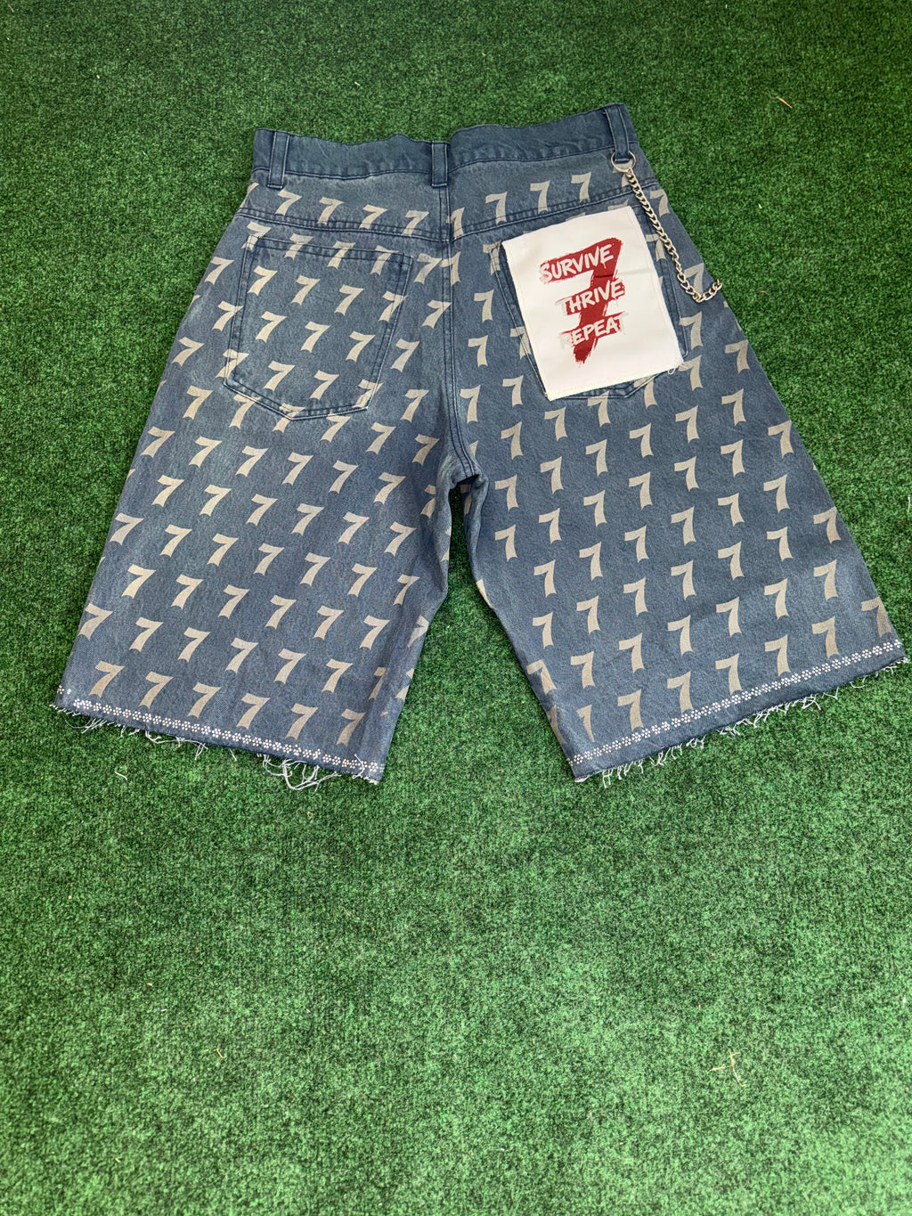 Signature La'Douleur7 " Crystal Chaos" Denim Jorts